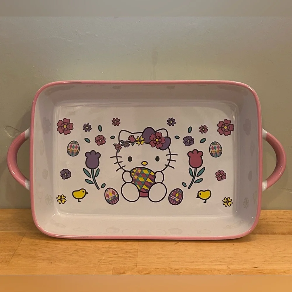 Hello Kitty Spring Flowers Rectangle Ceramic Baking Dish Made By Sanrio